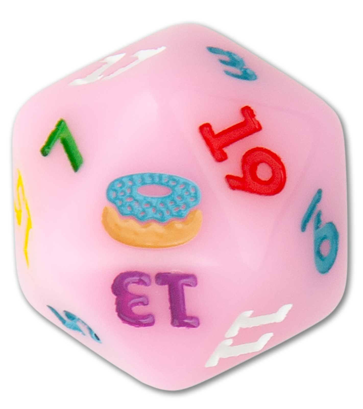 Flytanium Dessert Warrior® D20 Twenty-Sided Dice Donut Pink (1 Die)