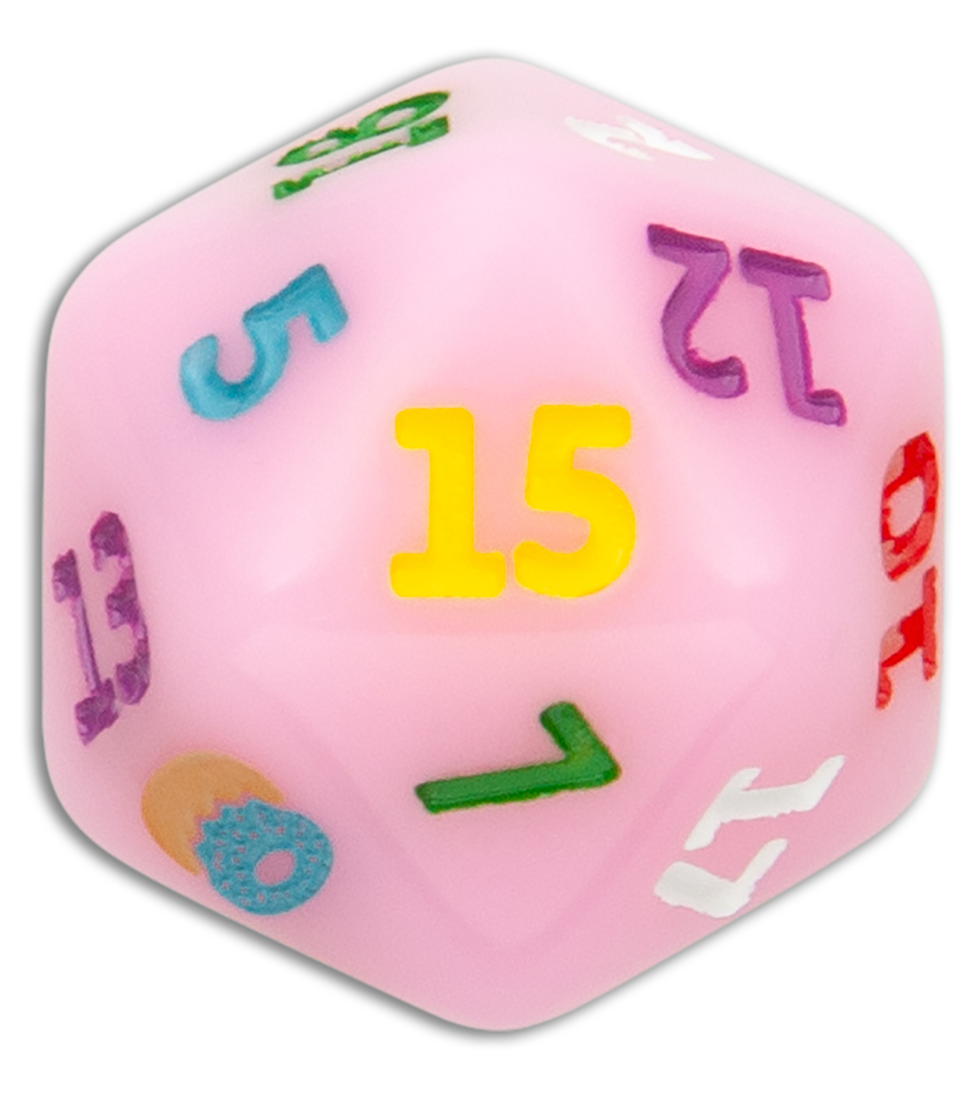 Flytanium Dessert Warrior® D20 Twenty-Sided Dice Donut Pink (1 Die)