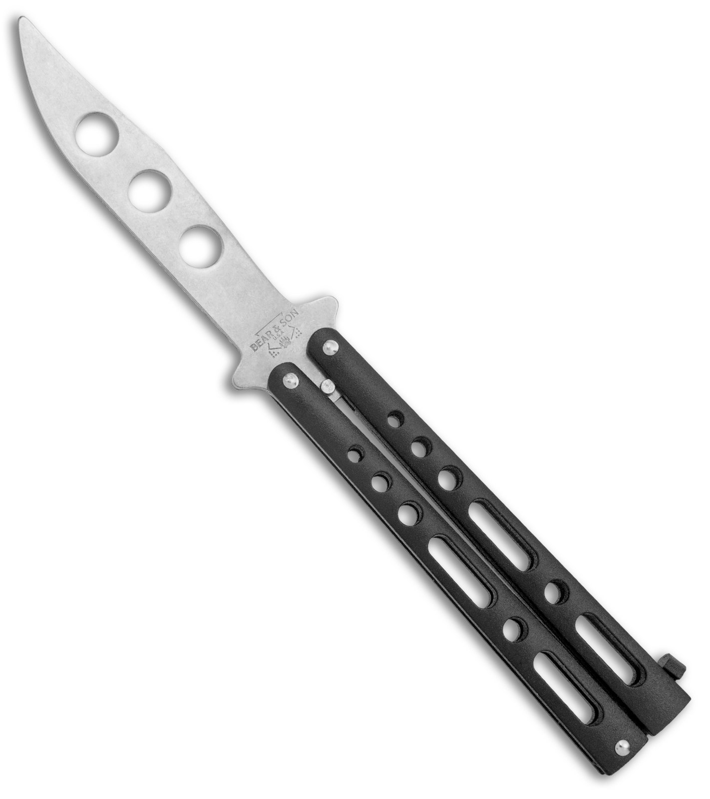 Bear & Son Clip Point Butterfly Trainer Knife Black (4.5" SW)