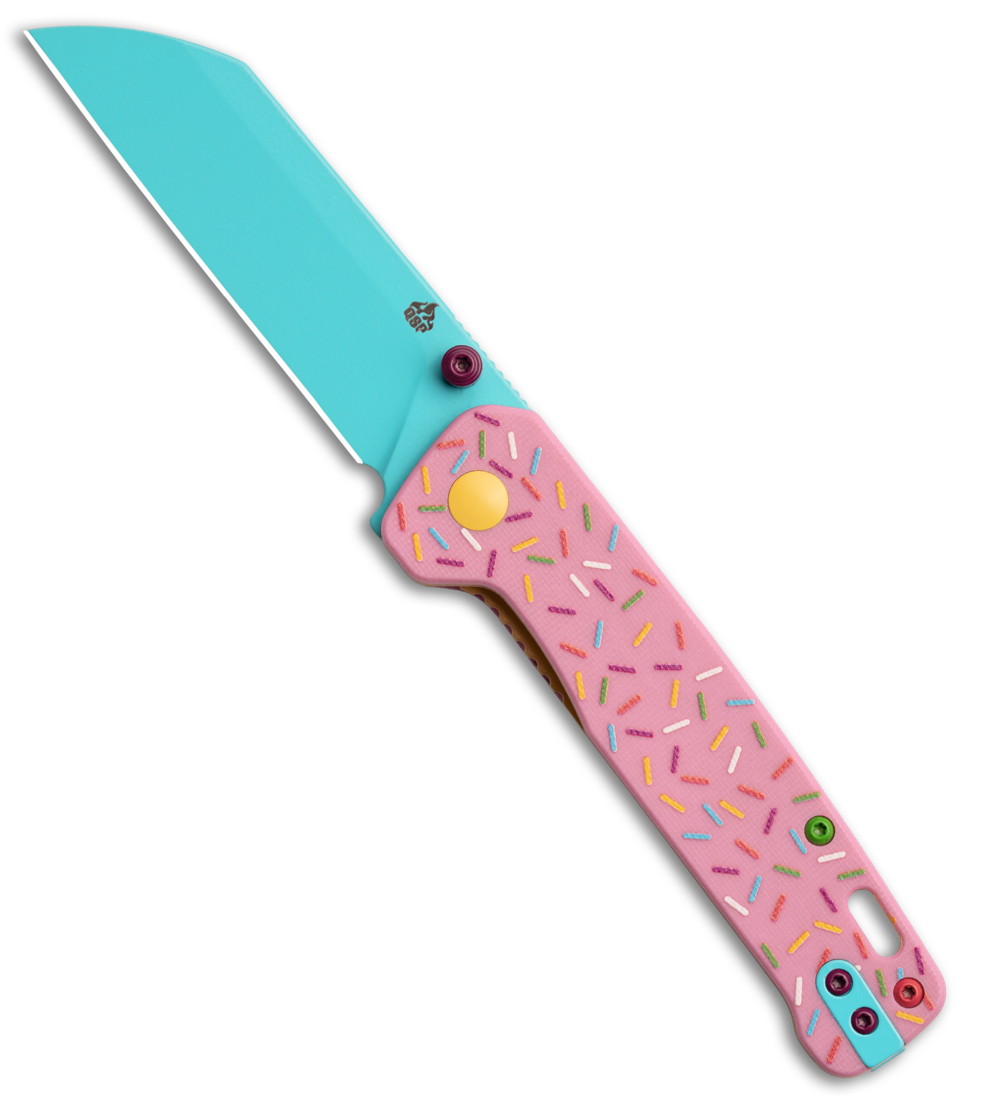 QSP Penguin Dessert Warrior Liner Lock Knife Pink G-10 (3.1" Blue D2)