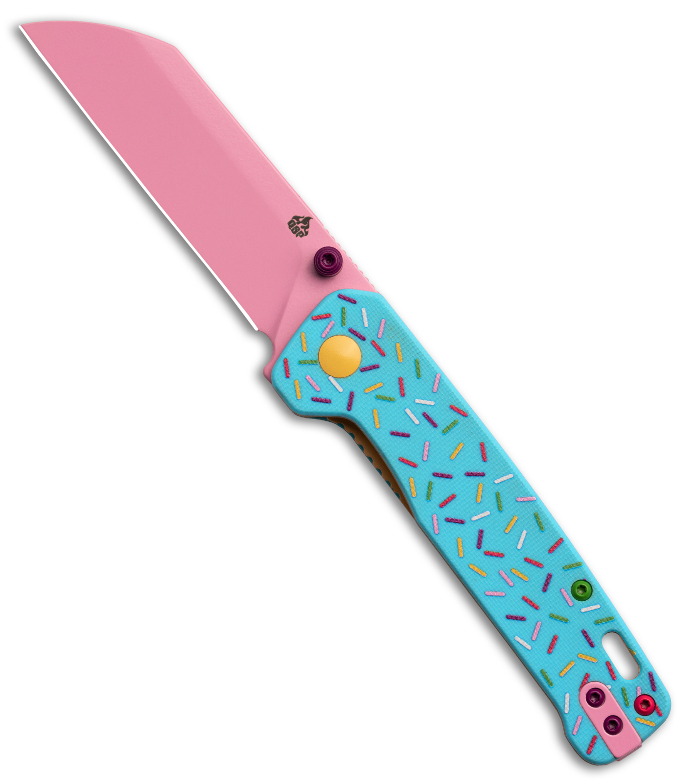 QSP Penguin Dessert Warrior Remix Liner Lock Knife Blue G-10 (3.1" Pink)