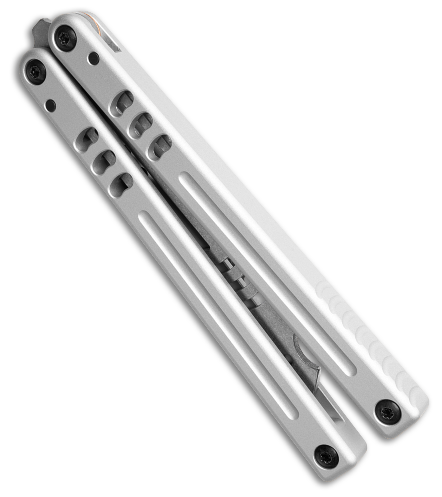 Squid Industries Mako V5 Bottle Opener Balisong Trainer Silver (4.3" Stonewash)