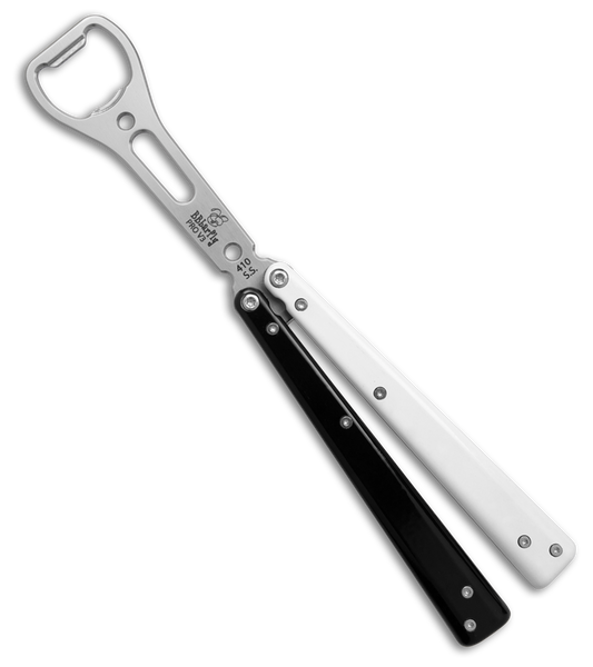 BB Barfly Pro V3 Model Bottle Opener Butterfly Trainer Black/White Alum (Satin)