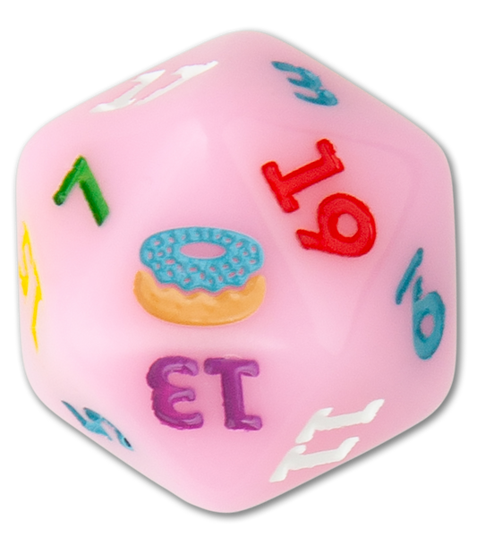 Flytanium Dessert Warrior® D20 Twenty-Sided Dice Donut Pink (1 Die)
