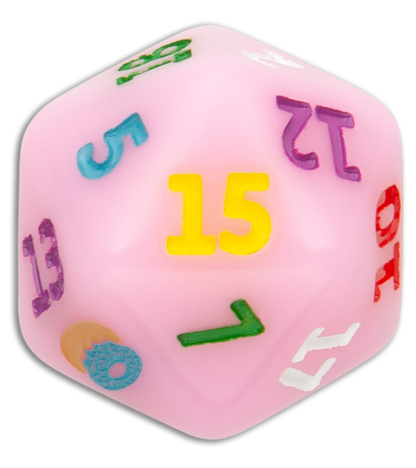 Flytanium Dessert Warrior® D20 Twenty-Sided Dice Donut Pink (1 Die)