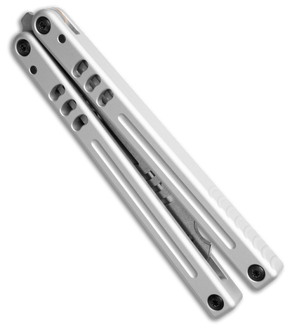Squid Industries Mako V5 Bottle Opener Balisong Trainer Silver (4.3" Stonewash)